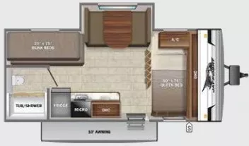 22' 2022 Jayco Jayflight Slx 184BS w/Slide - Bunk House Floorplan
