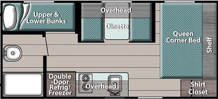 21' 2022 Gulf Stream Kingsport 199DD - Bunk House Floorplan