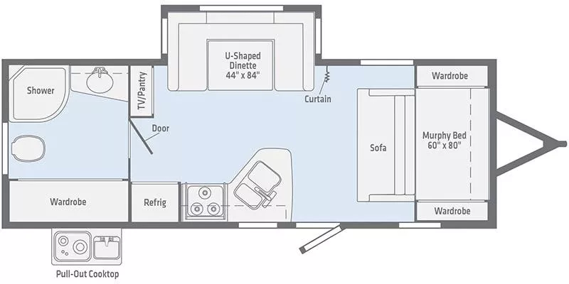27' 2022 Winnebago Minnie 2201MB w/Slide Floorplan