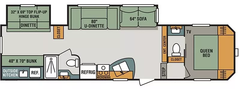 36' 2018 K-Z Sportsmen 302BHK w/2 Slides - Bunk House Floorplan