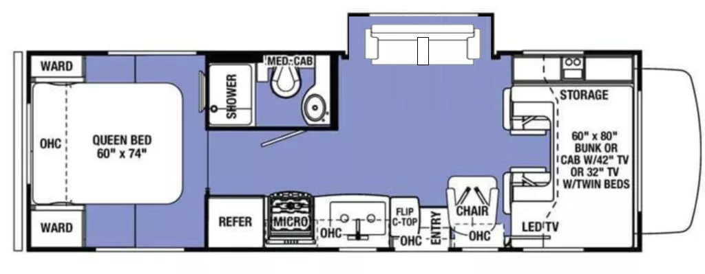 26' 2018 Forest River Sun Seeker 2650S w/Slide Floorplan