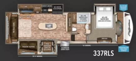 35' 2017 Grand Design Reflection 337RLS w/3 Slides Floorplan
