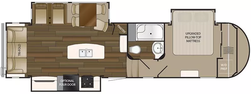 35' 2017 Heartland Elkridge 30RLT w/3 Slides Floorplan