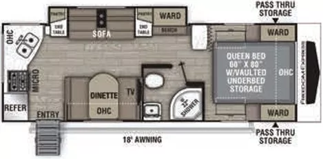 28' 2021 Coachmen Freedom Express 246RKS w/Slide Floorplan