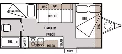 21' 2014 Forest River Wildwood 195BH - Bunk House Floorplan