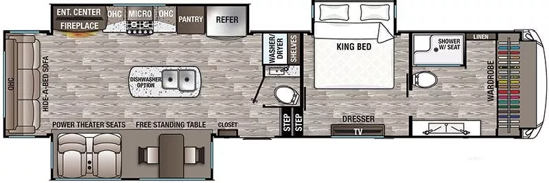 41' 2020 Forest River Cedar Creek Hathaway 38FBD w/3 Slides & Generator Floorplan