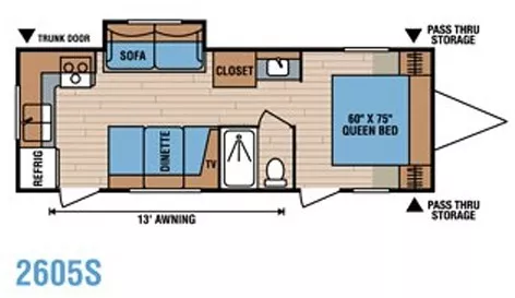 29' 2012 K-Z Spree 2605 w/Slide Floorplan