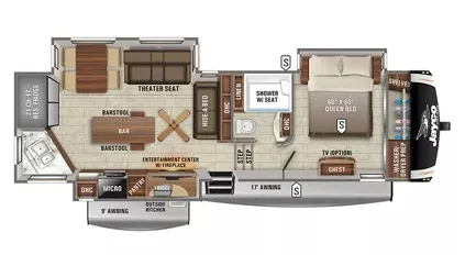 36' 2021 Jayco Eagle 319MLOK w/3 Slides Floorplan