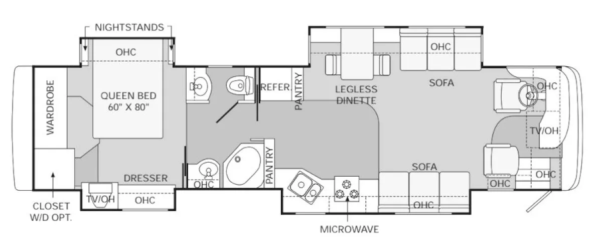 40' 2005 Holiday Rambler Endeavor 40PDQ 400hp Cummins w/4 Slides Floorplan