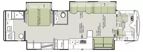 38' 2022 Tiffin Phaeton 37BH 380hp Cummins w/3 Slides Floorplan