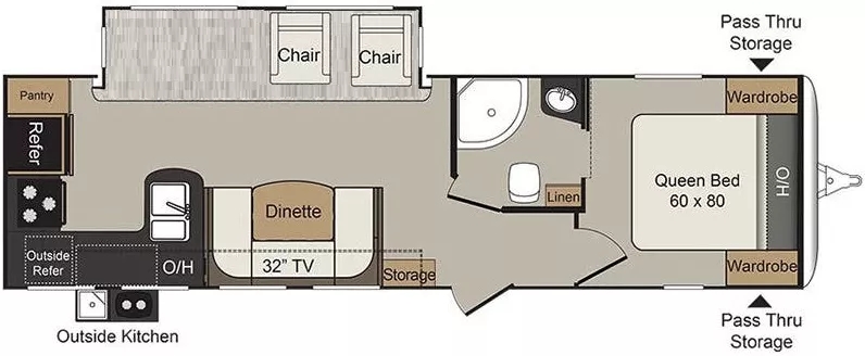 35' 2018 Keystone Passport Grand Touring 2900 RK w/Slide Floorplan