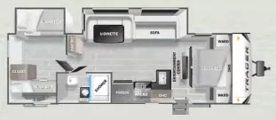 34' 2022 Forest River Prime Time Tracer 31BHD w/2 Slides - Bunk House Floorplan