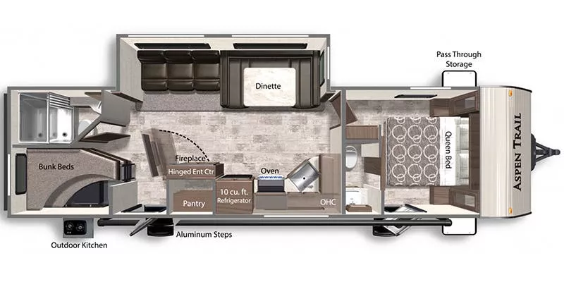 35' 2021 Dutchmen Aspen Trail 3020BHS w/Slide - Bunk House Floorplan