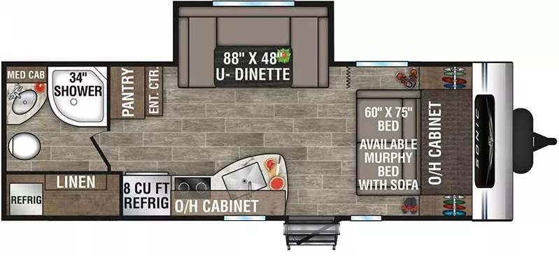 27' 2021 Venture RV Sonic 220VRB w/Slide Floorplan