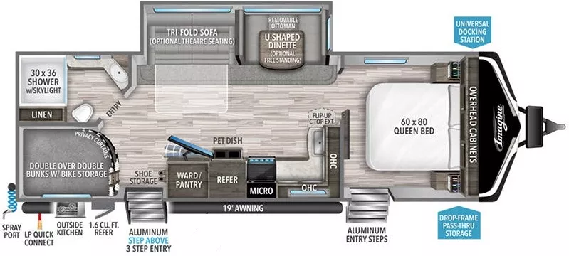 32' 2022 Grand Design Imagine 2800BH w/Slide - Bunk House Floorplan