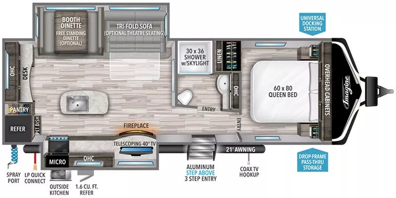 32' 2022 Grand Design Imagine 2670MK w/2 Slides Floorplan