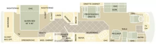 41' 2004 Holiday Rambler Imperial 40PKDD 400hp Cummins w/2 Slides Floorplan