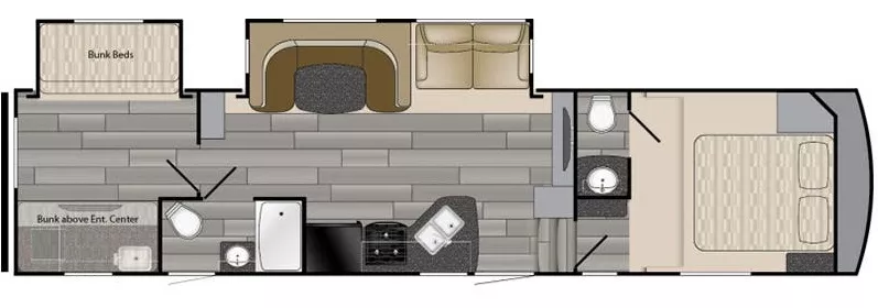 37' 2018 Heartland Pioneer 322 w/2 Slides - Bunk House Floorplan