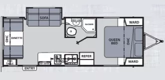 25' 2019 Forest River Coachmen Apex 213RDS w/Slide Floorplan
