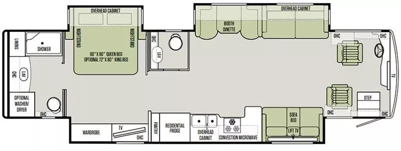 38' 2019 Tiffin Allegro Red 37BA 360hp Cummins w/3 Slides Floorplan