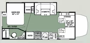 25' 2016 Forest River Forester Mbs 2401W w/Slide Floorplan