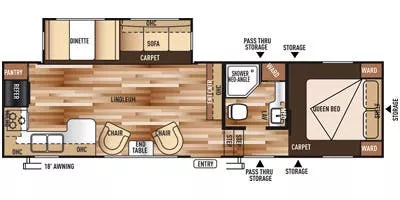 34' 2015 Forest River Wildwood 29RKSS w/Slide Floorplan