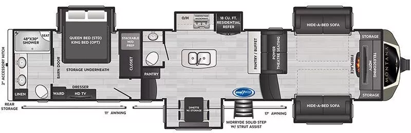 41' 2021 Keystone Montana 3761FL w/5 Slides Floorplan