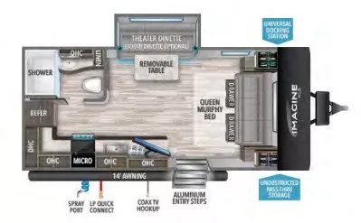 21' 2022 Grand Design Imagine Xls 17MKE w/Slide Floorplan
