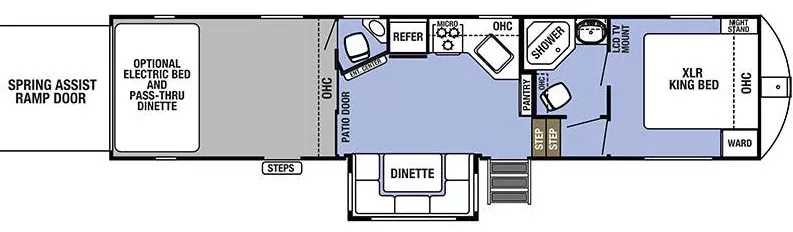 39' 2019 Forest River Xlr Boost 36DSX13 w/Slide & Generator  - Toy Hauler Floorplan