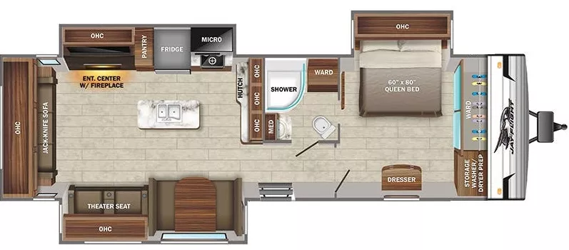 37' 2022 Jayco Jay Flight 34RSBS w/3 Slides Floorplan