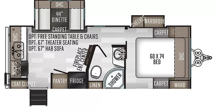 25' 2020 Forest River Rockwood Mini Lite 2512S w/2 Slides Floorplan