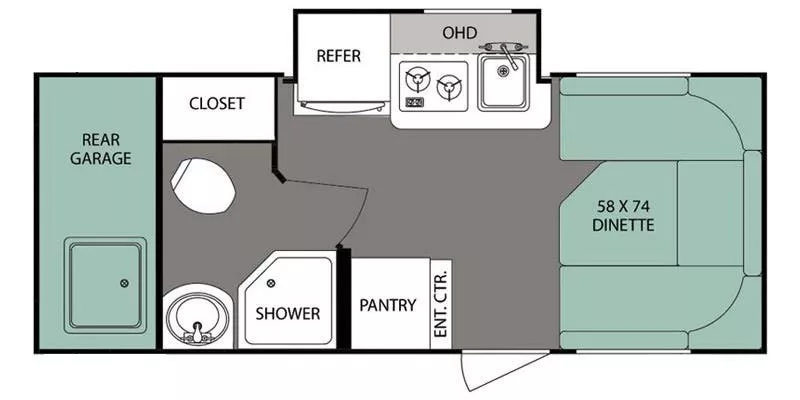 20' 2016 Forest River Rpod 183G w/Slide Floorplan