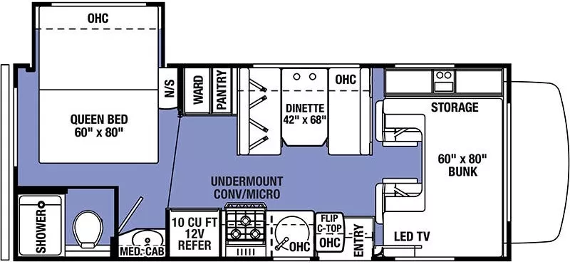 24' 2021 Forest River Forester Le 2251SF w/Slide Floorplan