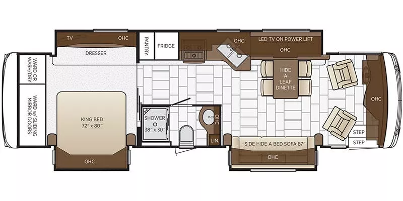 35' 2018 Newmar Ventana 3407 360hp Cummins w/3 Slides Floorplan