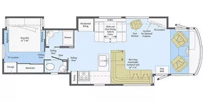 39' 2015 Itasca Suncruiser 38Q w/3 Slides Floorplan