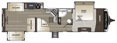 38' 2019 Keystone Outback 341RD w/3 Slides Floorplan