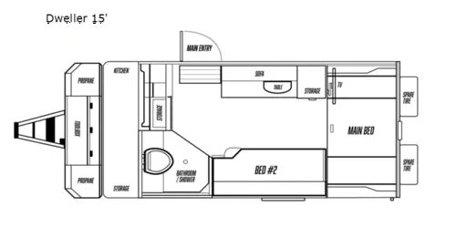 20' 2022 Obi Dweller 15 Floorplan