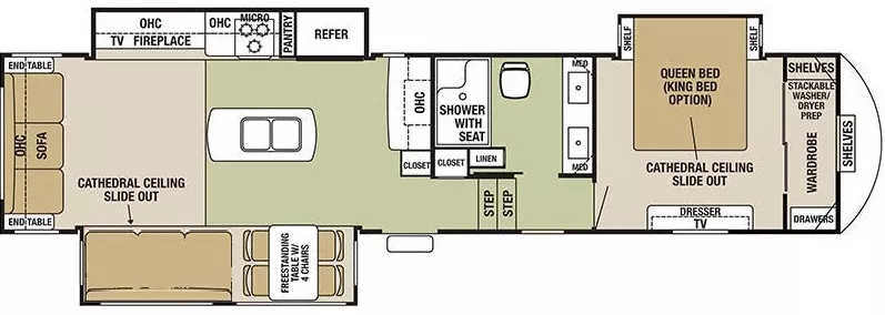 35' 2017 Forest River Cedar Creek Silverback 35IK w/3 Slides Floorplan