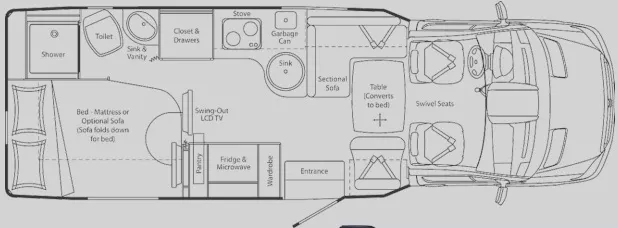 25' 2012 Leisure Travel LIBERO Floorplan