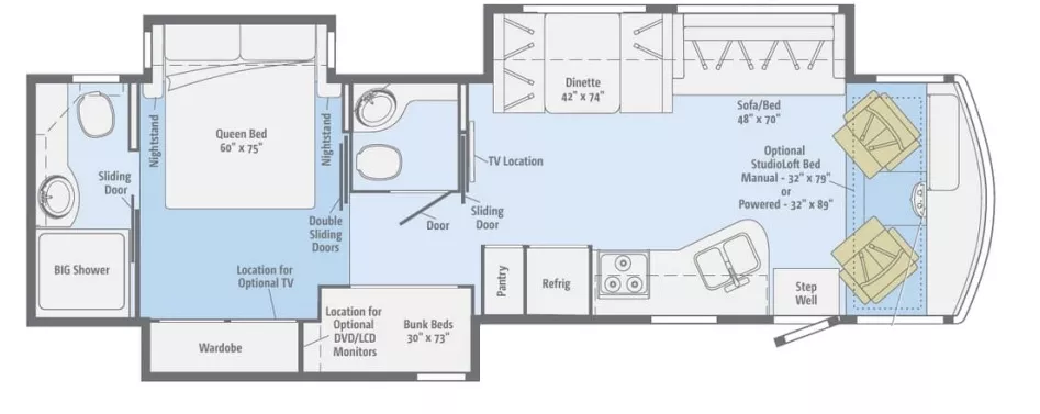 36' 2014 Winnebago Vista 35B w/3 Slides - Bunk House Floorplan