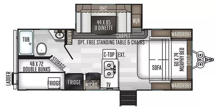 25' 2020 Forest River Rockwood Mini Lite 2509S w/Slide Floorplan