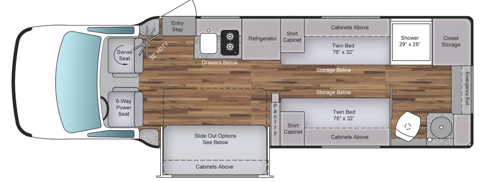 27' 2015 Coach House Platinum 261-XL w/Slide Floorplan