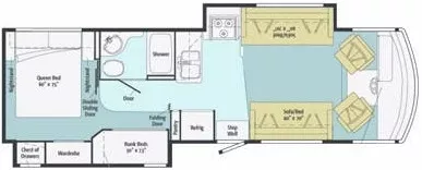 33' 2011 Winnebago Vista 32K w/2 Slides - Bunk House Floorplan