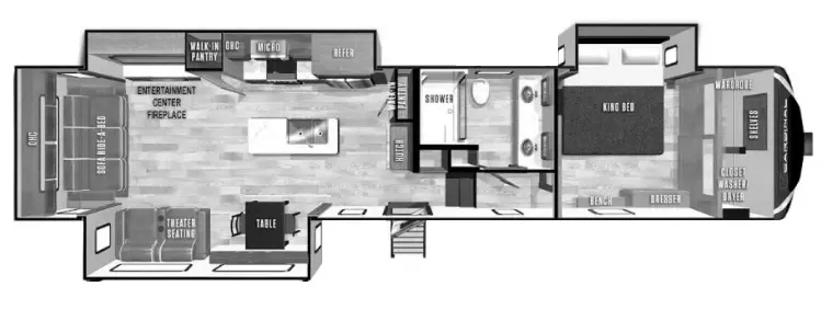 41' 2022 Forest River Cardinal Luxury 360RLX w/3 Slides Floorplan