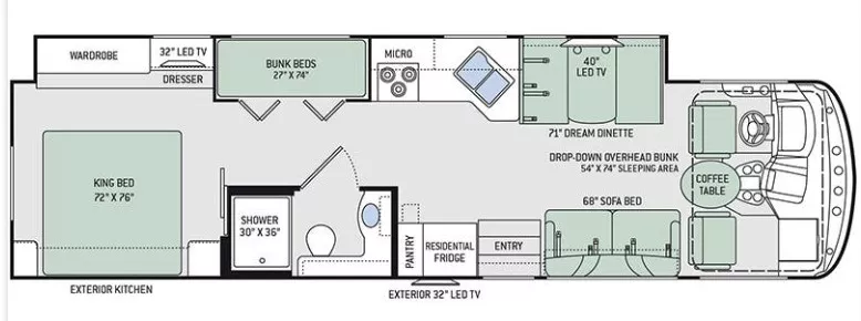 35' 2019 Thor Windsport 34J w/Slide - Bunk House Floorplan