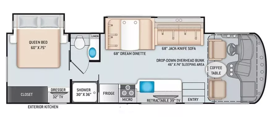 31' 2019 Thor Ace 30.3 w/2 Slides Floorplan