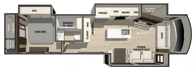 40' 2021 Forest River Cedar Creek Cottage 40CCK w/3 Slides Floorplan