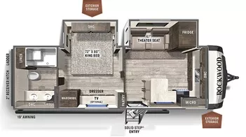 29' 2022 Forest River Rockwood 8263MBR w/2 Slides Floorplan