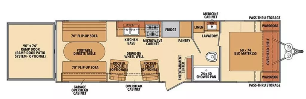 29' 2021 Forest River Shasta 260TH - Toy Hauler Floorplan