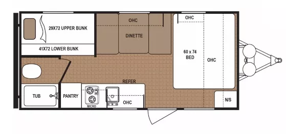21' 2017 Dutchmen Aspen Trail 1700BH - Bunk House Floorplan